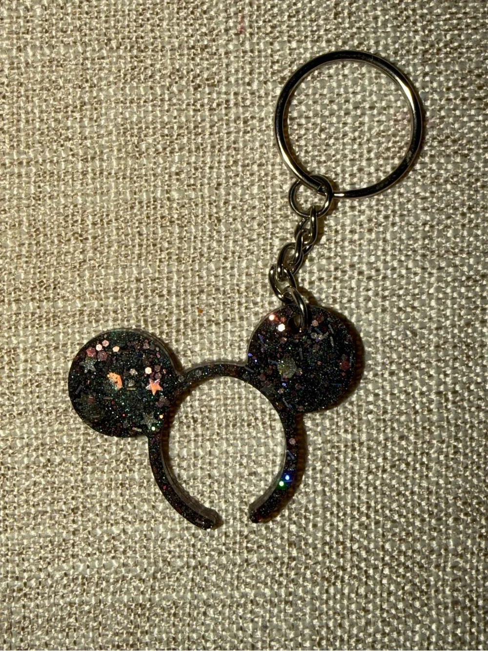 Black Glitter Mouse Ear Keychain